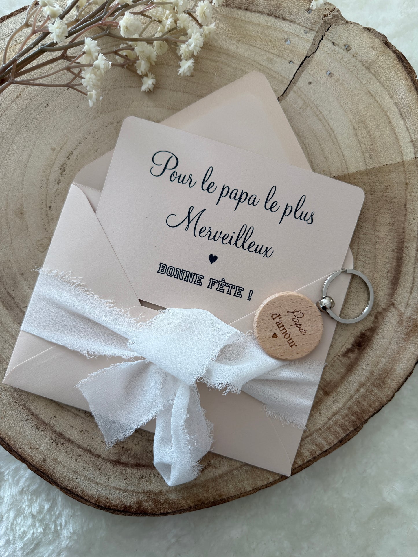 Cadeau fête des pères, papa porte clé bois