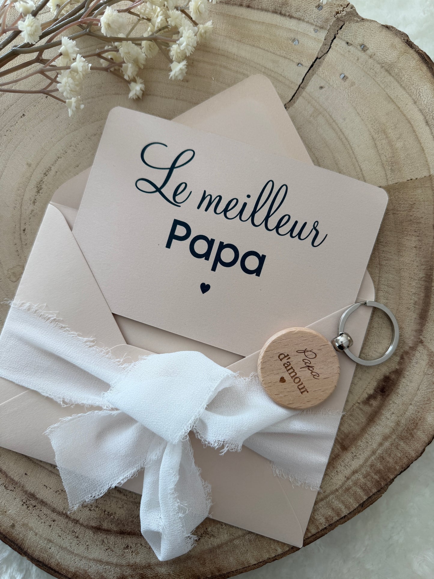 Cadeau fête des pères, papa porte clé bois