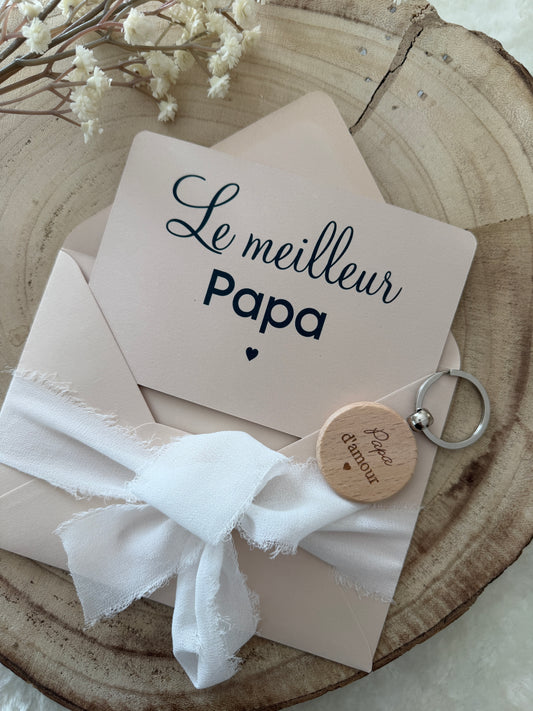 Cadeau fête des pères, papa porte clé bois