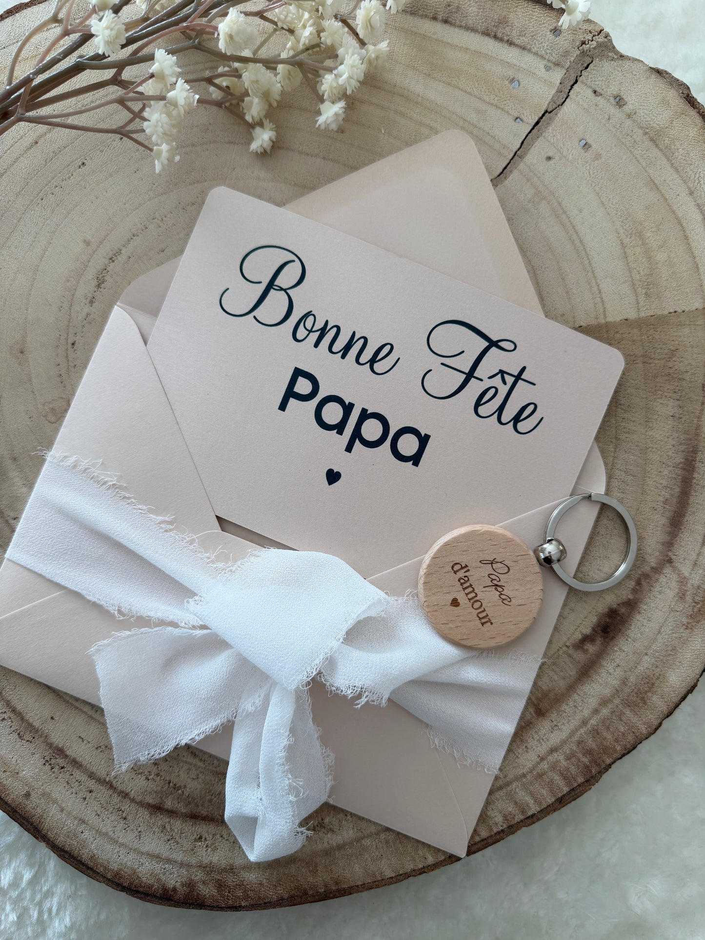 Cadeau fête des pères, papa porte clé bois