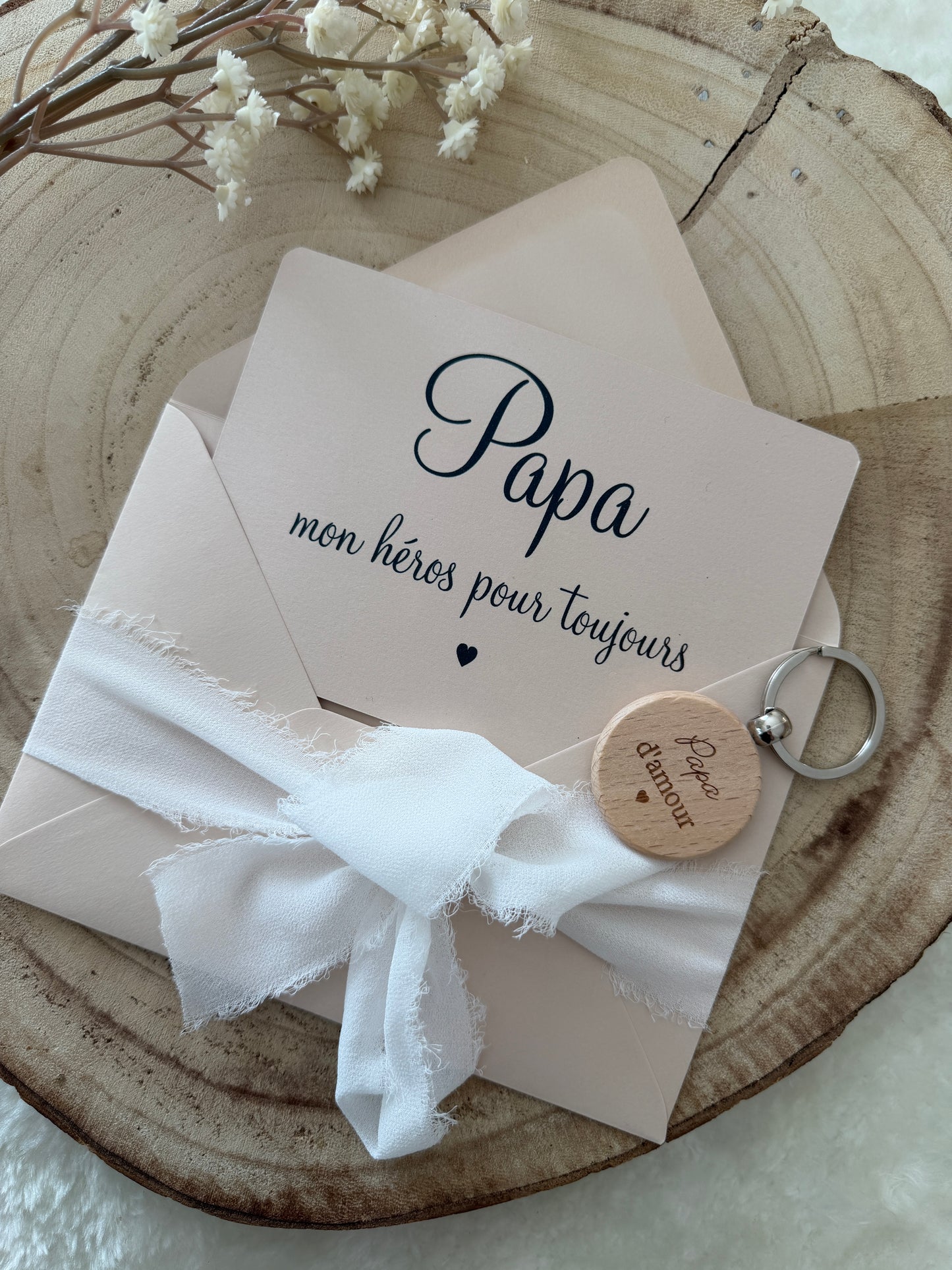Cadeau fête des pères, papa porte clé bois