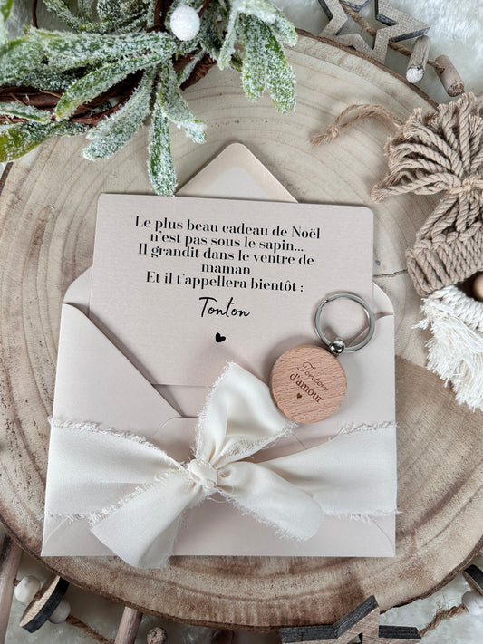 Annonce de grossesse tonton décapsuleur/bouchon bouteille  carte pour tonton d'amour  noel