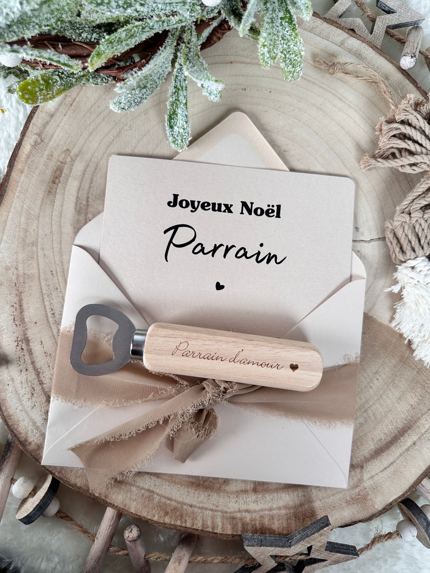 Annonce grossesse, demande parrain carte décapsuleur simple ou porte clé noel