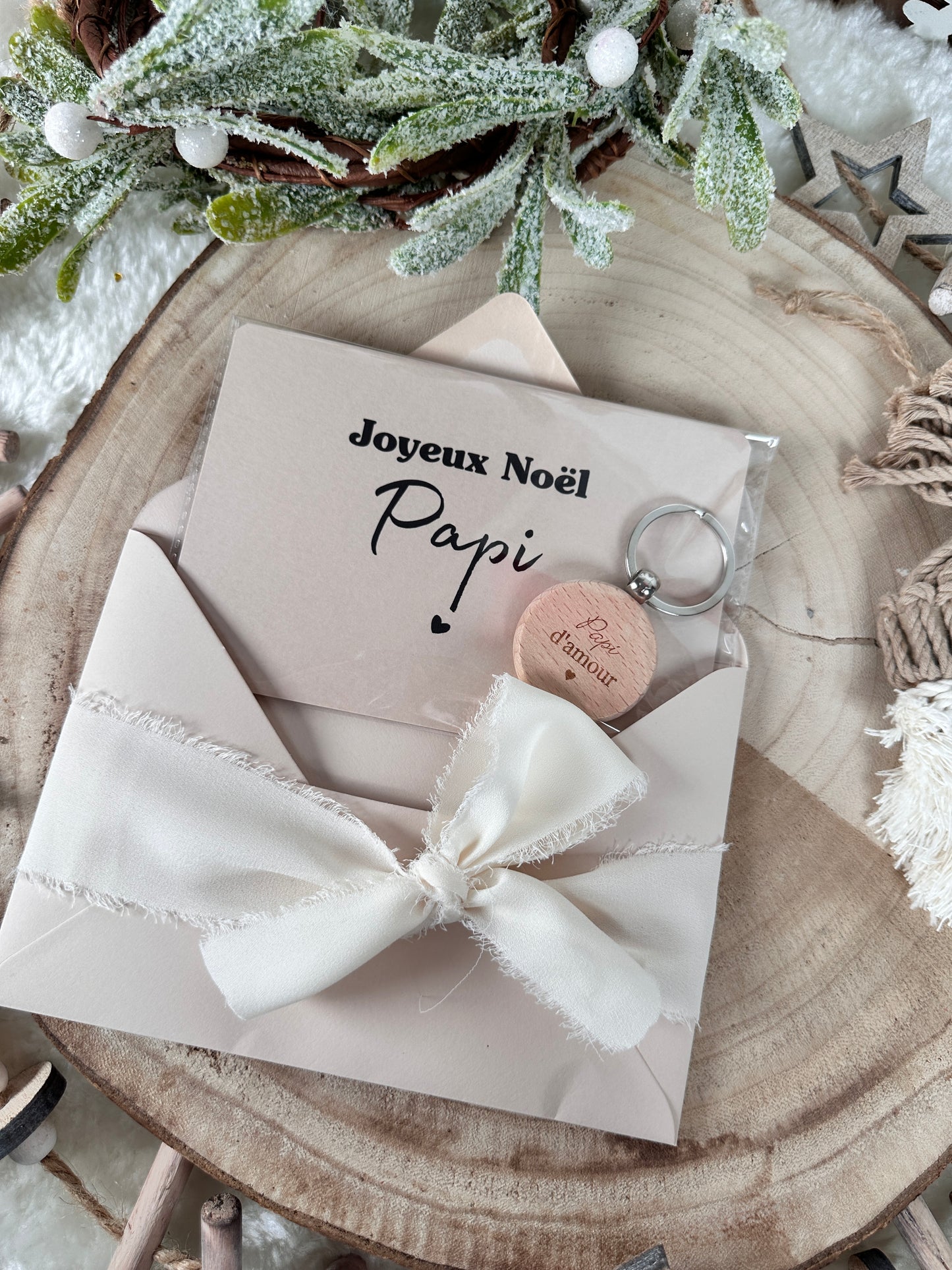 Annonce de grossesse porte clé papi d'amour Beige NOEL