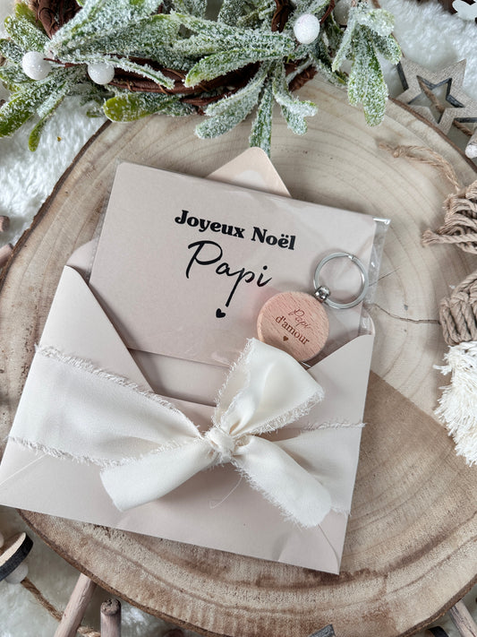 Annonce de grossesse porte clé papi d'amour Beige NOEL