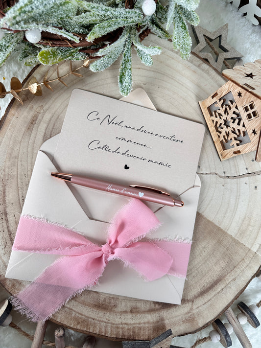 Annonce grossesse mamie carte avec petit stylo  noel